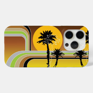 Palm Trees Tropical Retro Beach Sunset Stripes Mod iPhone 15 Pro Case