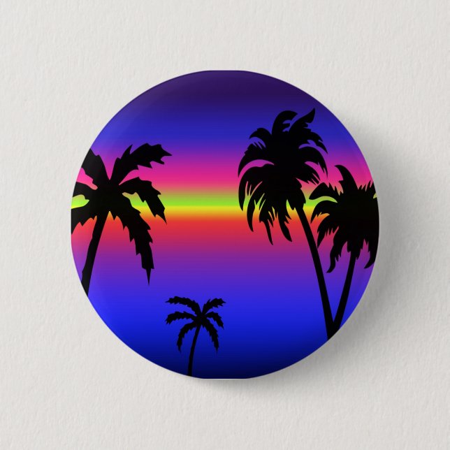 Palm Trees Tropical Sunset Button (Front)