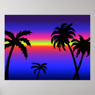 Palm Trees Tropical Sunset Poster