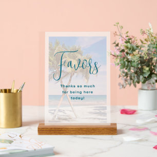 Palm Trees Tropical Wedding Reception Favours Acrylic Sign