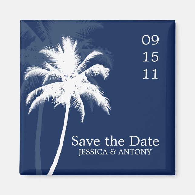 Palm Trees Tropical Wedding Save the Date or Favou Magnet (Front)