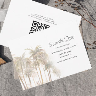 Palm Trees Typography QR Code Save The Date