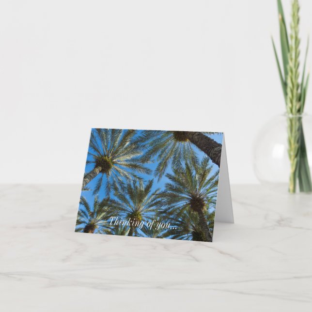 Palm Trees Umbrella Thinking Of You Card (Front)