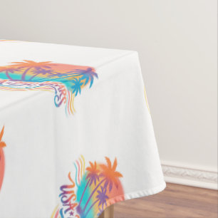 Palm Trees USA 250 Years Patriotic Desert Sunrise Tablecloth