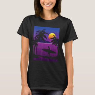 Palm Trees Vaporwave Surfer Synthwave Sunset Surfi T-Shirt