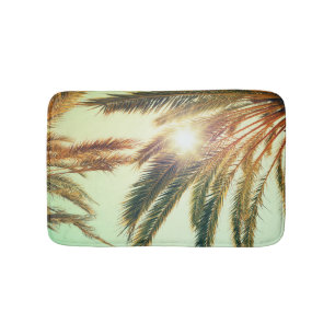 Palm Trees, Vintage Toned Sky. Bath Mat