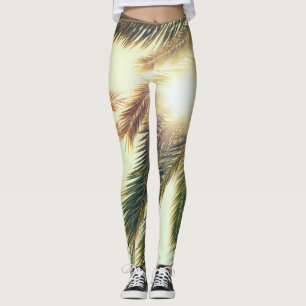 Palm Trees, Vintage Toned Sky. Leggings