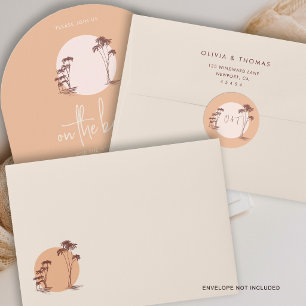 Palm Trees Warm Sand Sunset Sun Beach Wedding Classic Round Sticker