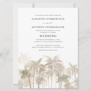 Palm Trees Watercolor Modern Wedding Invitation