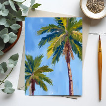 Palm Trees Watercolor Tropical Card