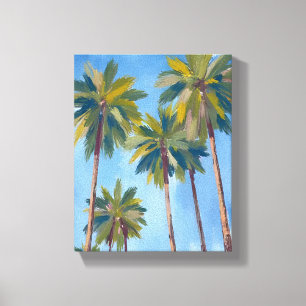 Palm Trees Watercolor Tropical Painting Canvas Print