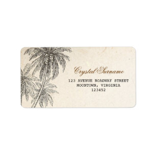 palm trees wedding address labels