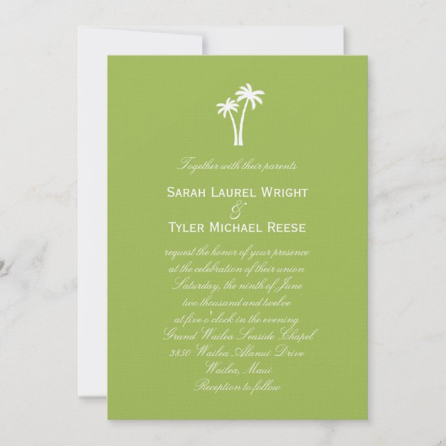 Palm Trees Wedding Invitation - Lime (Front)