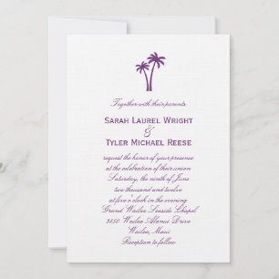 Palm Trees Wedding Invitation - Purple