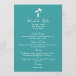 Palm Trees Wedding Menu Card