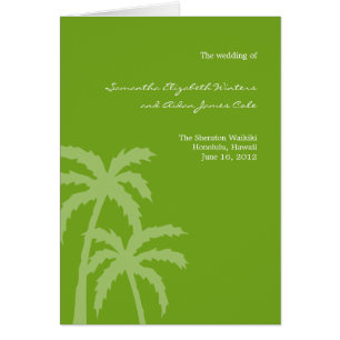 Palm Trees Wedding Program Card (Green)