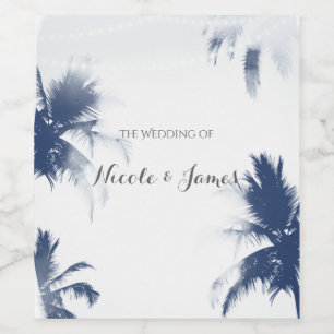 Palm Trees White Glamour Chic Modern Tropical Wine Wine Label