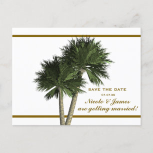Palm Trees White & Gold Elegant Save The Date Card
