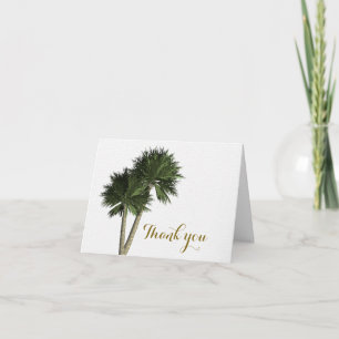 Palm Trees White & Gold Elegant Thank You Card