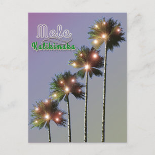 Palm Trees With Lights Mele Kalikimaka Holiday Postcard