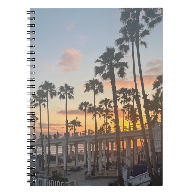 Palm Trees with Orange Sunset Oceanside California Notebook (Front)