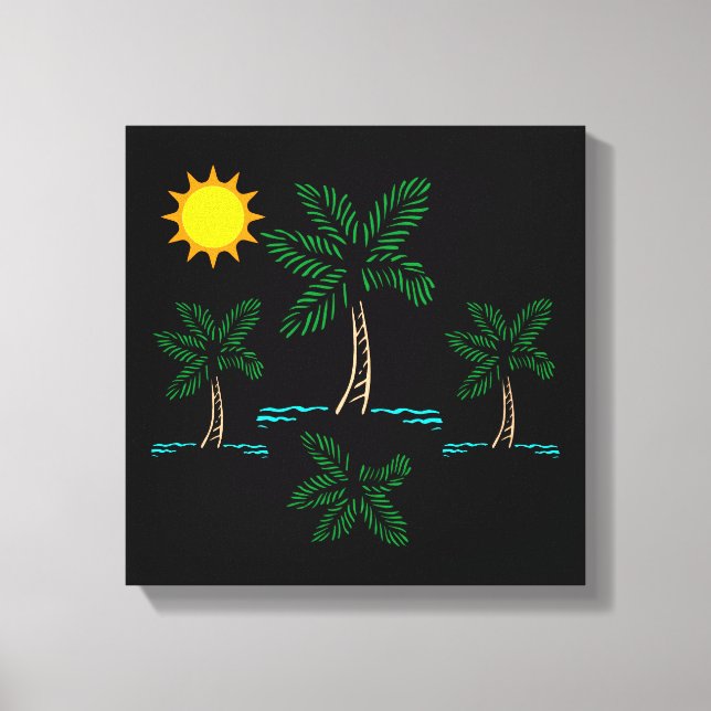 Palm Trees With Sun Canvas Art (Front)