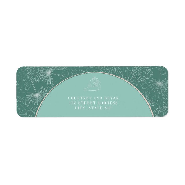 Palm Tropical Aqua Seashell Beach Wedding (Front)