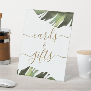 Palm Tropical Floral Shower Cards & Gifts Pedestal Sign