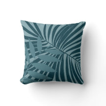 palm & tropical leaf abstract in blue green grey