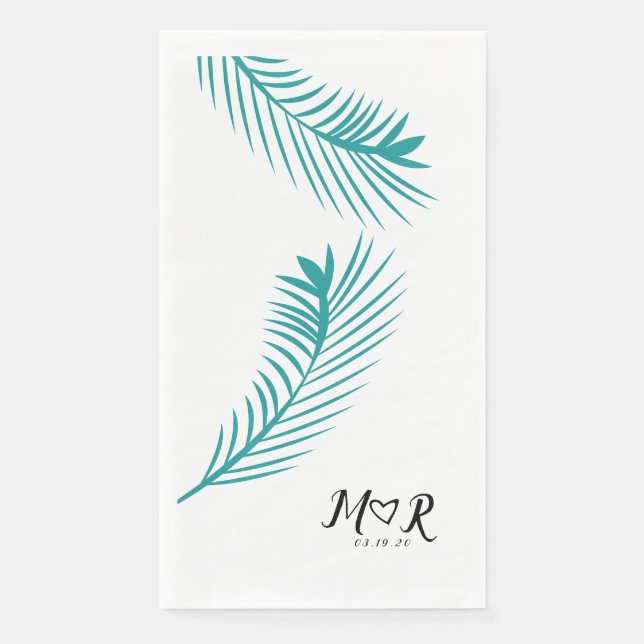 Palm Tropical Leaf Leaf Wedding Logo    Napkin (Front)