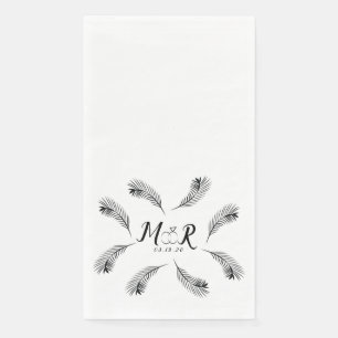 Palm Tropical Leaf Ring Wedding Logo  Napkin