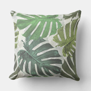 Palm tropical leaves cushion