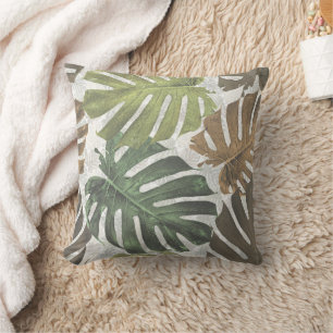 Palm tropical leaves cushion
