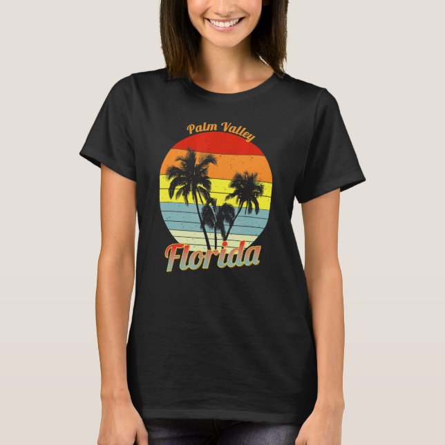 Palm Valley Florida Retro Tropical Palm Trees Vaca T-Shirt (Front)