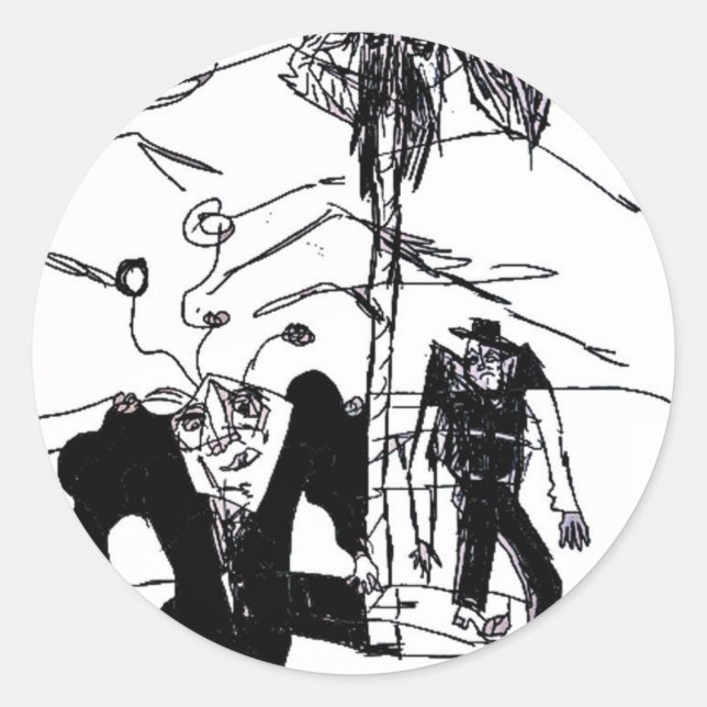 palm walker print classic round sticker (Front)