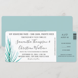 Palm Watercolor Chic Destination Wedding  Invitation