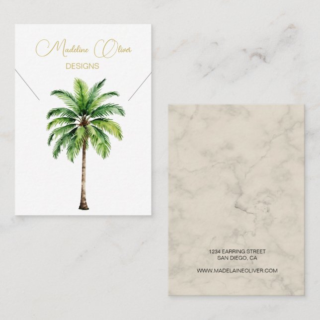 Palm Watercolor Necklace Display Business Card (Front/Back)