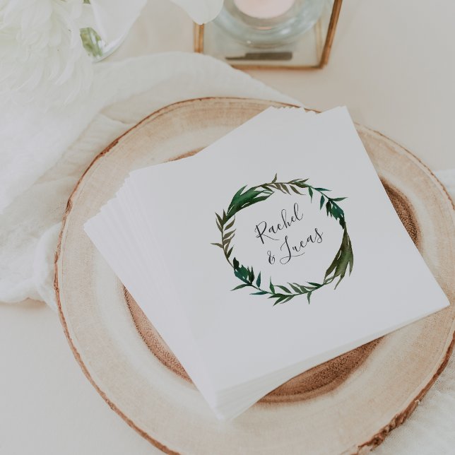 Palm Wreath Personalised Wedding Napkin (Creator Uploaded)