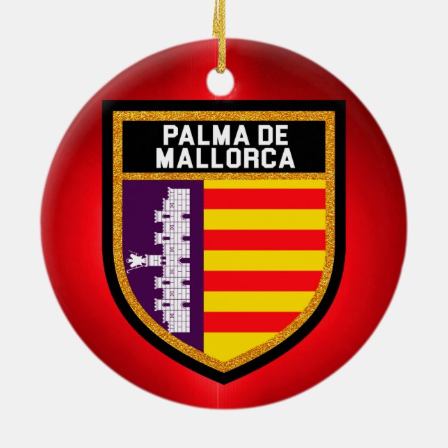 Palma de Mallorca Flag Ceramic Tree Decoration (Back)