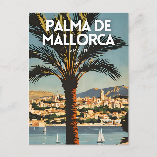 Palma De Mallorca Nostalgic Spain Retro Travel Postcard (Front)