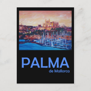 Palma de Mallorca Retro Travel Poster Postcard