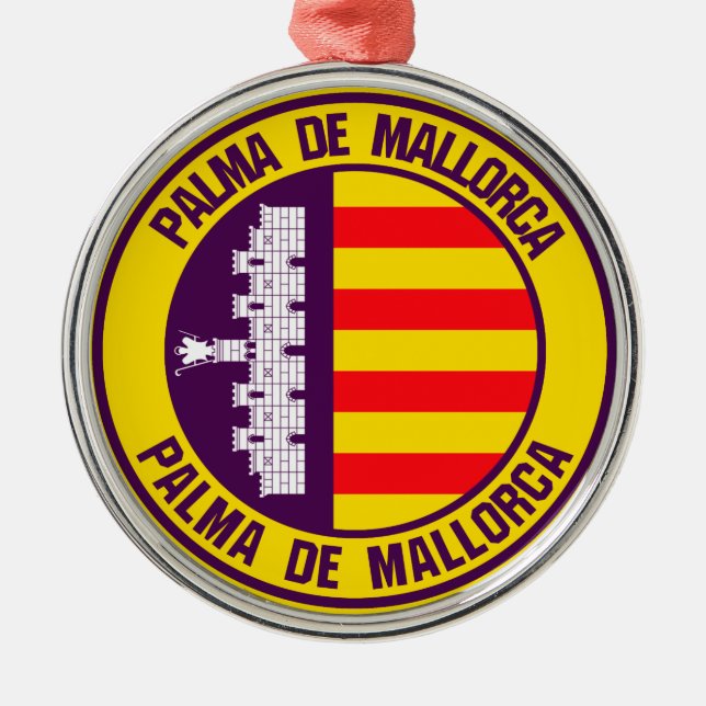 Palma de Mallorca Round Emblem Metal Tree Decoration (Front)