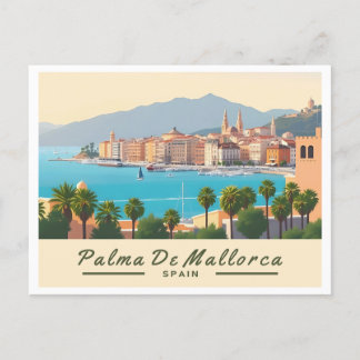 Palma de Mallorca Spain Pastel Travel Postcard