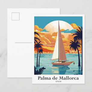 Palma de Mallorca Spain Travel Illustration Postcard
