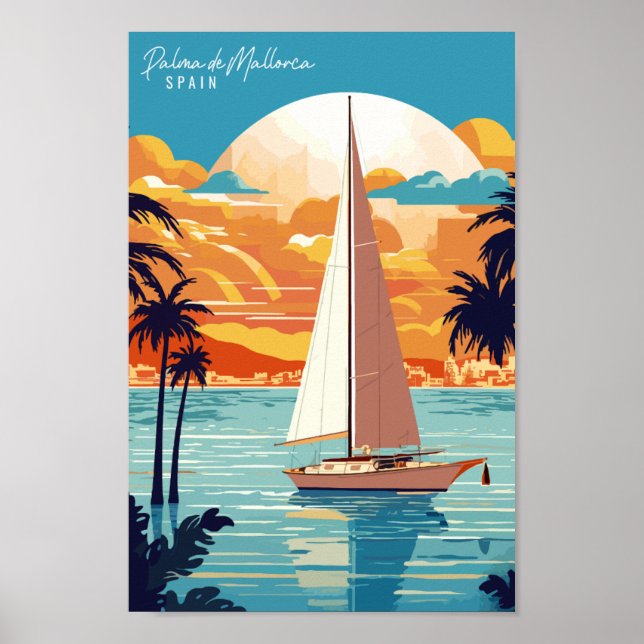 Palma de Mallorca Spain vintage travel Poster (Front)
