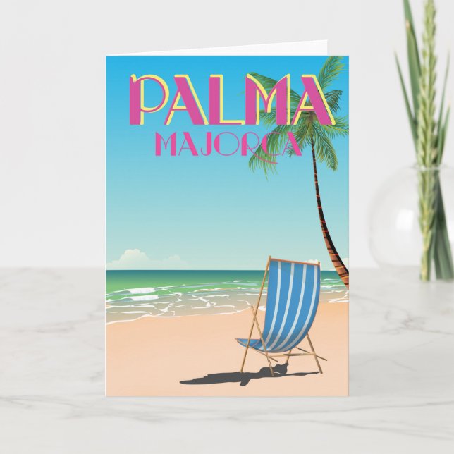 Palma Majorca Beach holiday poster Card (Front)