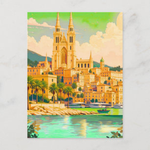 Palma Spain Travel Postcard Art, Spain Travel Post