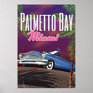Palmetto Bay Florida USA 80s travel poster