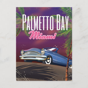 Palmetto Bay Florida USA 80s travel poster Postcard