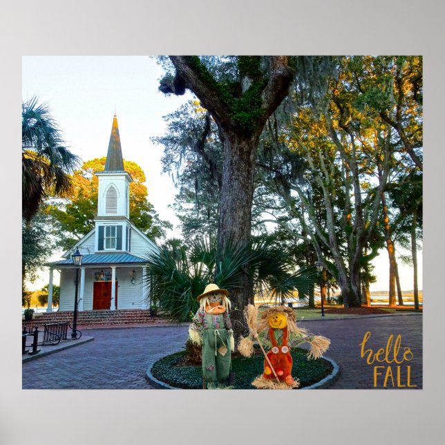 Palmetto Bluff Chapel Bluffton SC Fall Scarecrows  Poster (Front)